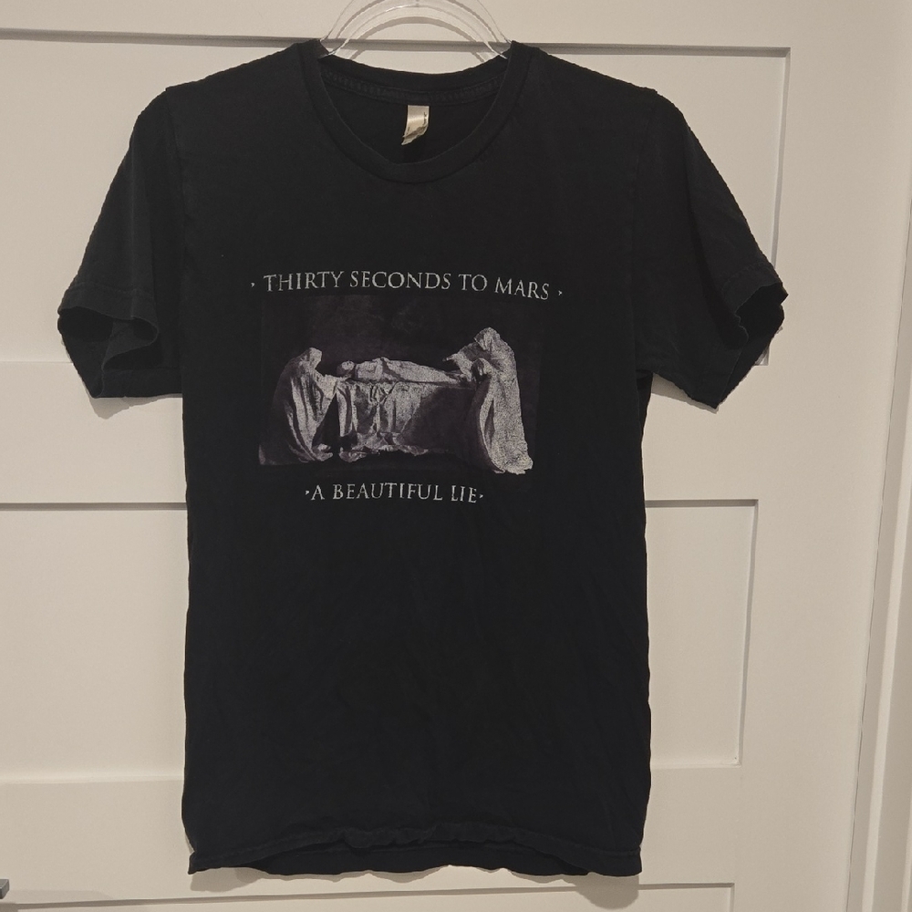Thirty Seconds To Mars Black Band Tee Y2K Emo
